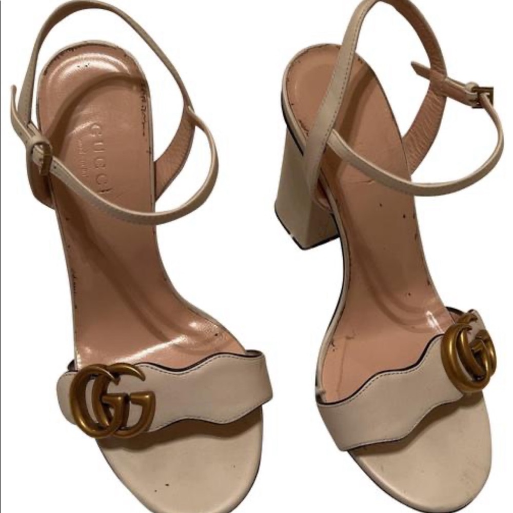 Gucci Marmont White Heel Sandals